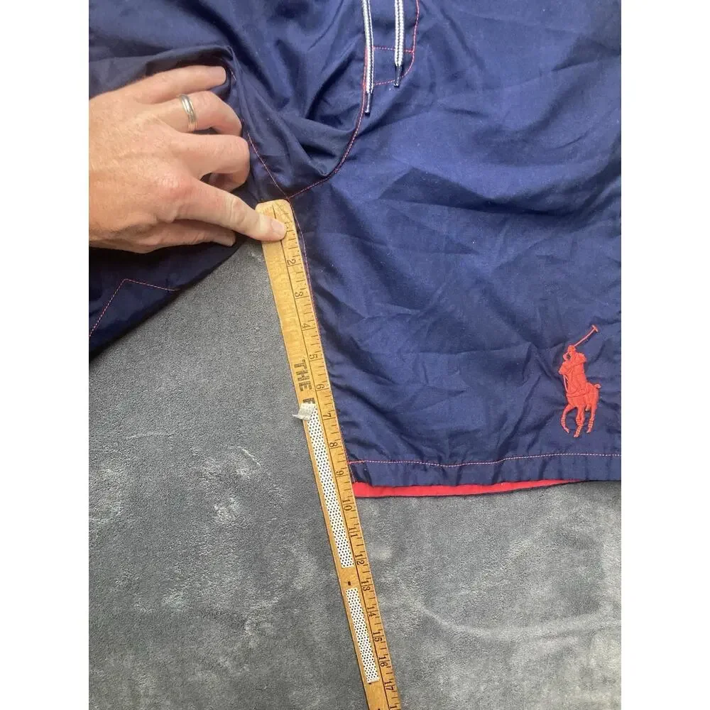 Polo Ralph Lauren Boys L(14-16) Blue Red Big Pony Swim Trunks Board Shorts Lined